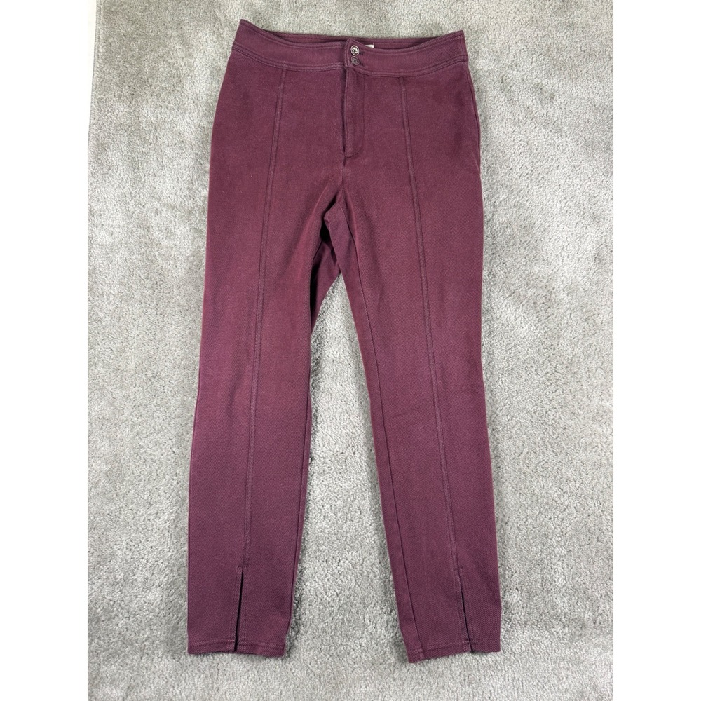 Maeve Anthropologie Burgundy High Rise Seamed Slim Split Hem Pants Size 8